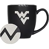 Rico Industries NCAA (V, W, X, Y Schools) Standard 15oz Laser Engraved Matte Black Ceramic Bistro Mug - For Hot or Cold Drinks