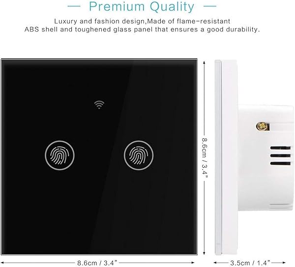 Zerodis Drahtloser Fernschalter WiFi Smart Timing Switch Touch Switch Panel Fernbedienung von Mobile App Alexa Google Gert 1 Gang2 rode  Balck