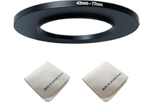 SKYZHENG 43mm lens to 77mm Camera Lens Adapter 43mm to 77mm Step Up Ring Adapter Ring for all brands of UV ND CPL, Comes with 2 packs of high-end lens wiping cloth (43-77mm)