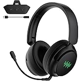 BETMI Wireless Gaming Headset for Xbox/PS-5/PC/PS-4/Switch, 7.1 Surround Sound, 2.4GHz/Bluetooth 5.2 Headphones with Detachable AI+ENC Noise Cancelling Mic, LED Light, 40mm Drivers, Mute Button(Black)