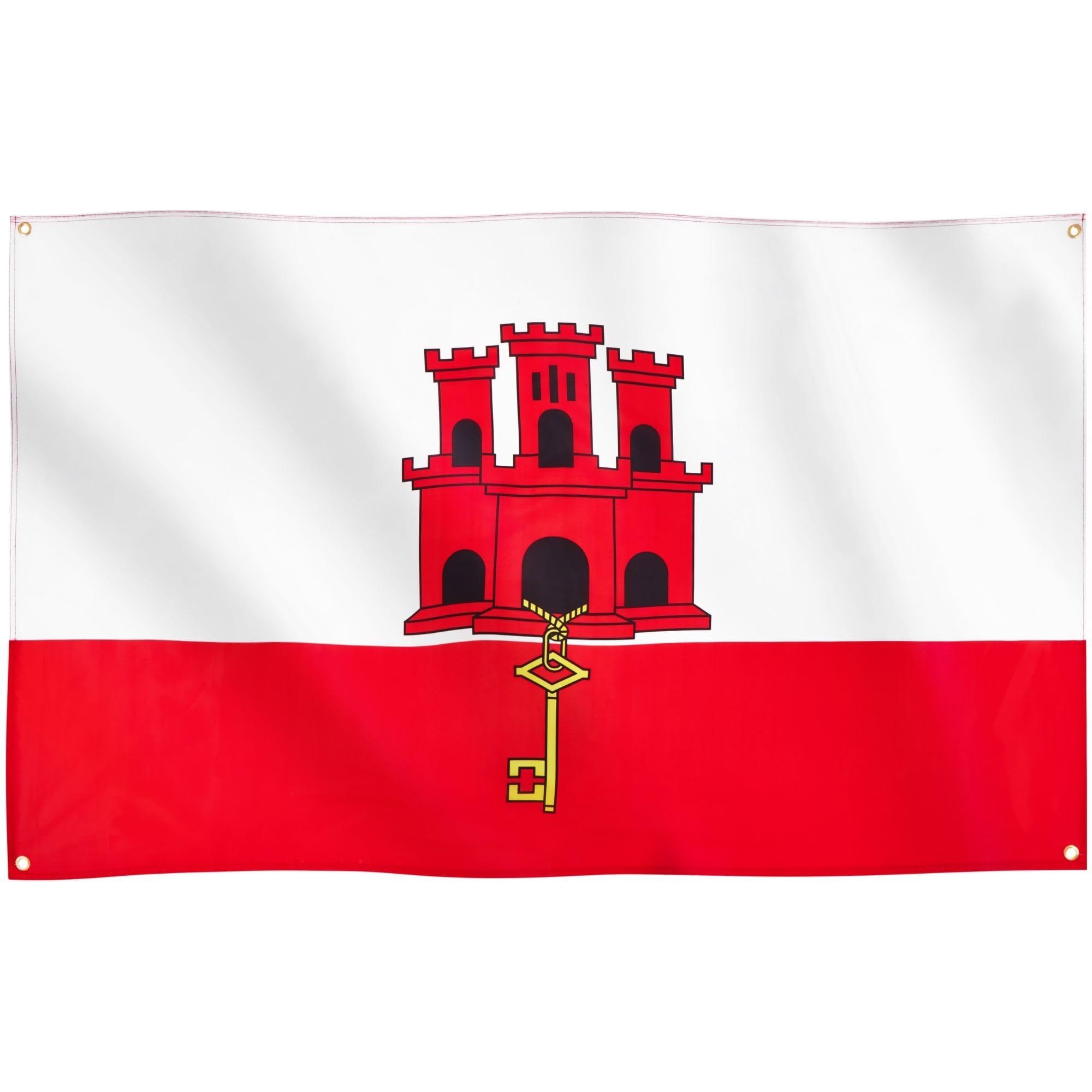 Runesol Gibraltar Flag, 91x152cm, 3ft x 5ft, 4 Grommets, Eyelet In Every Corner, Castle and Key Flag, Premium Flags, Inside, Outside, Vivid Colours — image 1