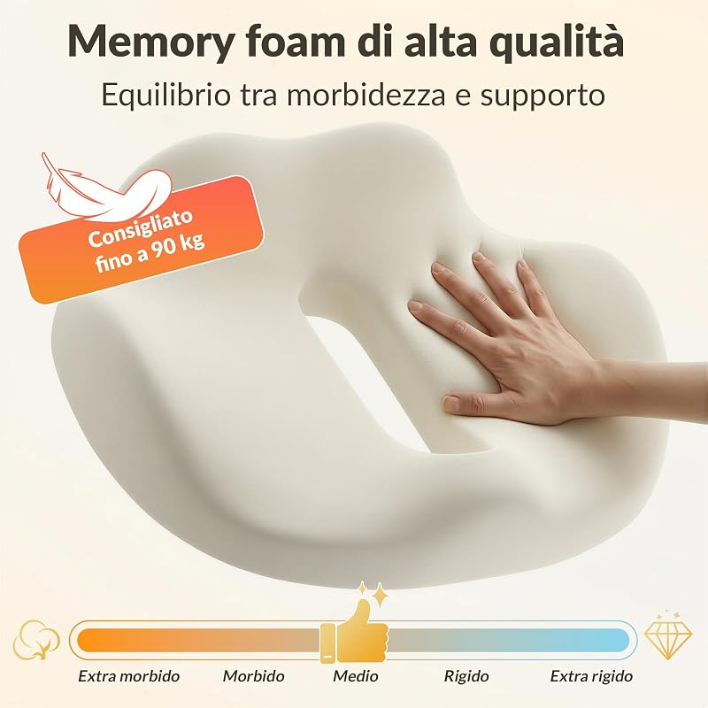 Cuscino Ergonomico per Sedia Ufficio, 40 x 38 x 10 cm, Nero — foto 7 di 8