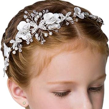 Amazon Com Cute Princess Wedding Headpiece White Flower Headband