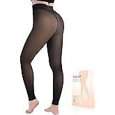 NOLUNT Black Fleece Lined Tights Women,Fake Translucent Warm Footless Leggings Fleece Lined Thermal Tights for Women in Winter.(Black-MM)