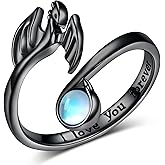 Feijiesi Dragon Ring for Women 925 Sterling Silver Moonstone Dragon Open Ring Dragon Jewelry Gifts for Girls