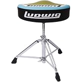 Ludwig Atlas Classic Drum Throne Saddle | Adjustable Blue/Olive Seat Drum Stool Chair | With Locking Spindle | LAC48TH