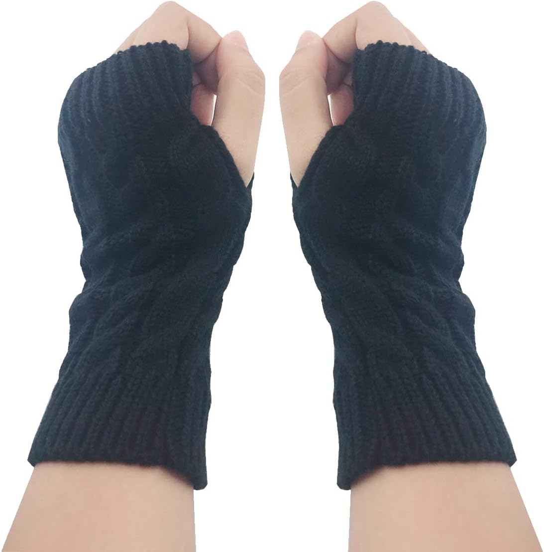 Fashion Warm Soft Comfortable Wrist Gloves Winter Fingerless Women Girls Arm Gloves Mitten Knit Crochet Christmas Gift Ladies