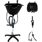 Dompel Portable Shampoo Bowl &ndash; Washing Unit &amp; Hair Sink for Salons, Home Care, Seniors &amp; Disabled &ndash; Chrome Steel Structure, Adjustable Height, 22L Capacity