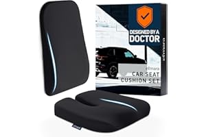 Elmara Doctor-Designed Car Seat Cushions for Driving – Car Seat Back Support, Driver Seat Cushion and Back Cushion for Car, Pillow for Driving Seat – The Ultimate Comfort Solution for Cars (Jet Black)