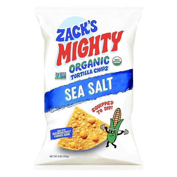 ZACK’S MIGHTY ORGANIC TORTILLA CHIPS, NON-GMO, GLUTEN-FREE, STURDY FOR DIPPING, 9 OUNCE BAG