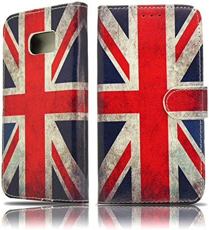 Samsung S7 Edge Case NWNK13® Galaxy S7 Edge Case Wallet / Card Slots, Money Holder / Built in Stand Side Open Book Case Cover Plus Screen Film & Touch Pen (UK Flag)