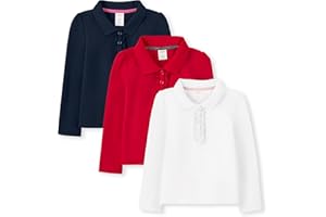 Gymboree Girls' and Toddler Long Sleeve Ruffle Polo Shirt Multipack