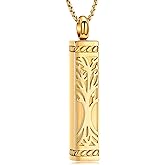 AIWENXI Tree of Life Cremation Jewelry Stainless Steel Urn Necklaces for Ashes Memorial Pendant Locket Vertical Bar Keepsake Necklace Jewelry for Women Men Human Ashes