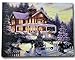 BANBERRY DESIGNS LED Wall Art - Christmas Lighted Canvas Print - Winter Scene Wall Art with a Victorian House in a Snowy Setting - Lights in the Christmas Trees Light Up - 16
