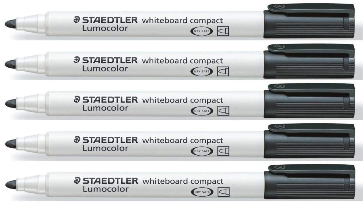 Staedtler Lumocolor 341 Dry Erase Markers for Whiteboard - Black (Pack of 5)