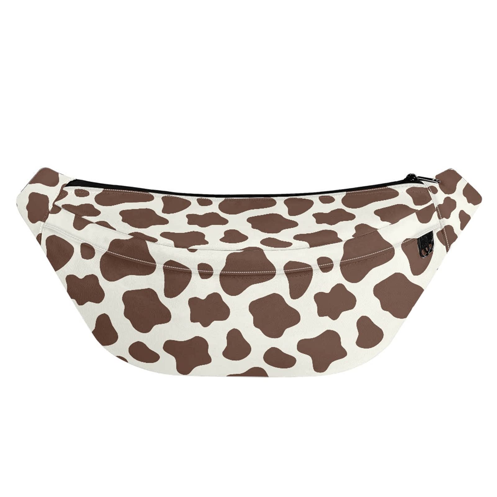 STUOARTE Cow Pattern Design Bumbag for Unisex Adult, Large Capacity Adjustable Belt Waist Pack, Zipper Fanny Pack Travel Hiking Running Dog Walking