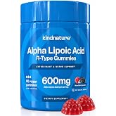 kindnature Alpha Lipoic Acid Gummies 600mg &ndash; Neuropathy Supplements &ndash; ALA for Nerve Comfort &amp; Antioxidant Support &ndash; Sugar-Free, Vegan &ndash; 90 Gummies