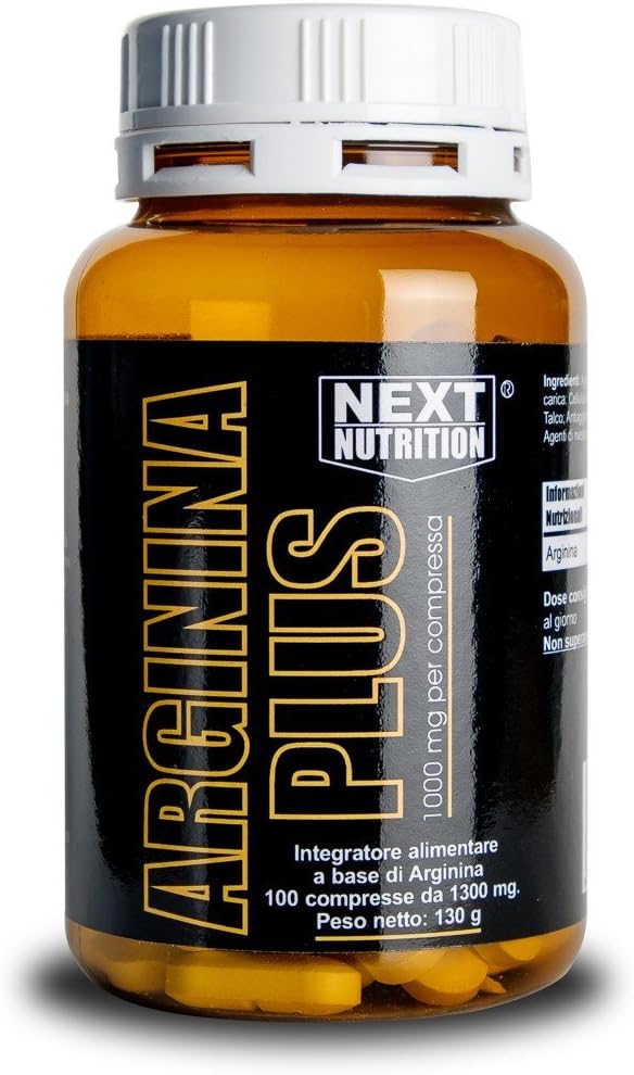 Arginine 1000 mg 100 Tablets 130 gr 1000 mg per Tablet Essential Amino Acid Increases Muscle Growth and Strength Raises Nitric Oxide Levels Promotes Protein Synthesis Sexual Vigor Arginine