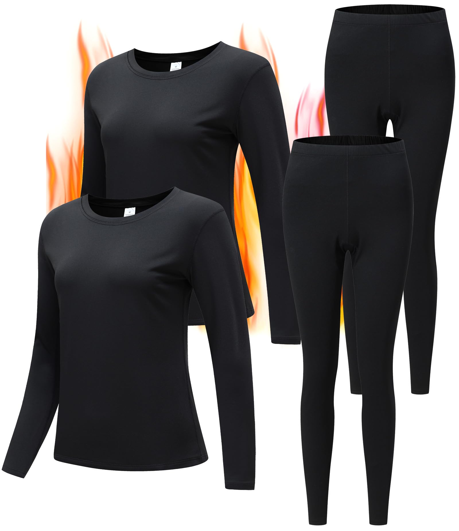 Photo 1 of 2Pack Women Thermal Underwear Set, Long Johns Base Layer Top & Bottom, Women Soft Pajama Set for Cold Weather