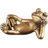 IMIKEYA Brass Frog Statue, Gold Frog Meditation Decor Brass Frog Figurine Frog Statue Frog