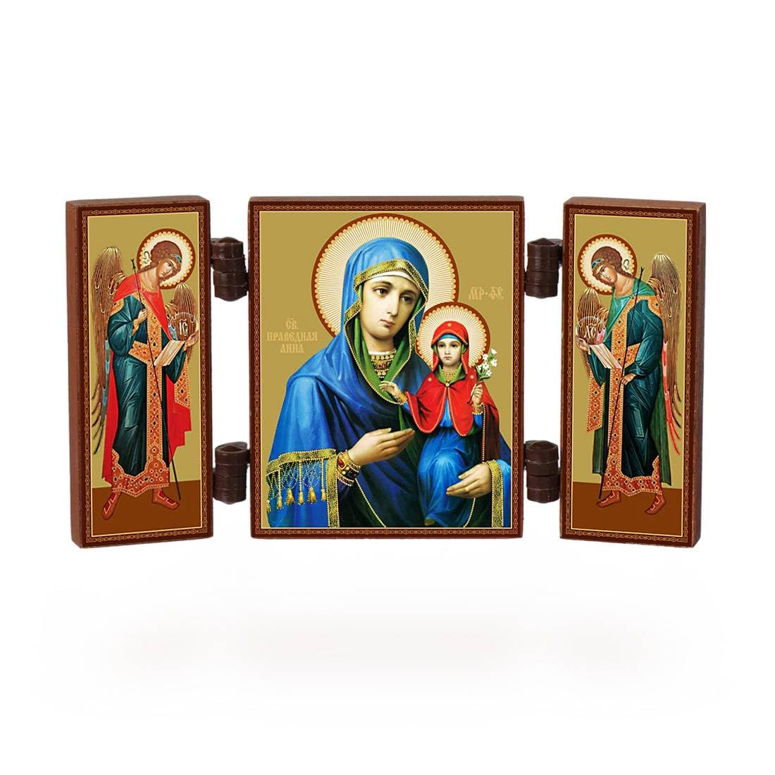 NKlaus - Saint Anna - Christian icon triptych - Anna Pravednaja - travelling altar wood 36157