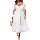 Plus Size Summer Dress - 2026 Graduation Beach Wedding Guest Tie Front Maxi Sundress