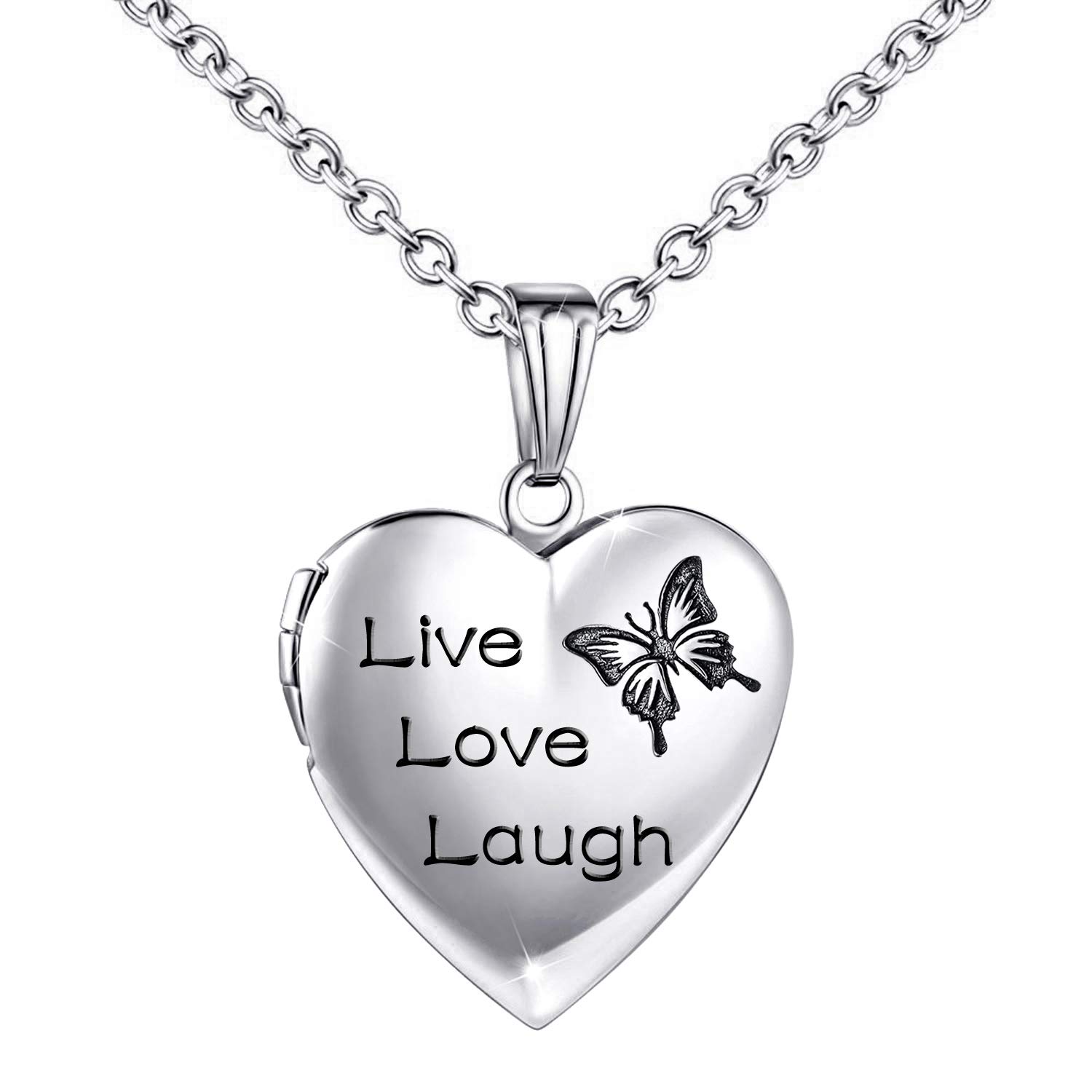 YOUFENG Unicorns Gifts for Her Love Heart Initial Letter Locket Necklace that Holds Pictures Enamel Locket Pendant Gifts for Women
