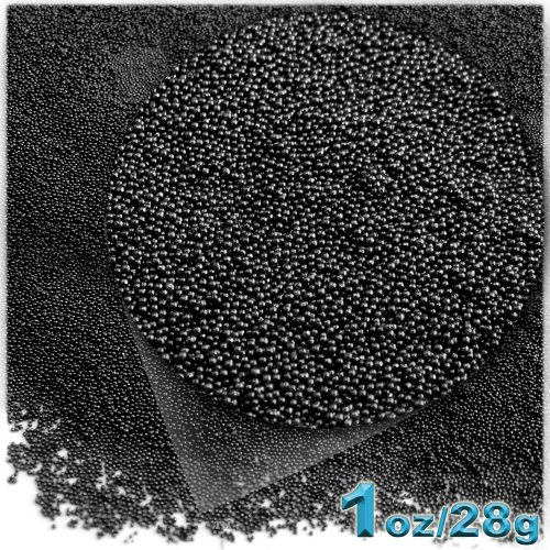 The Crafts Outlet MCR-GLS-MTL-MA6-BLK Metallic Glass Microbead, 1 Bag of 1-Ounce, Black