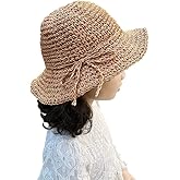 Kids Summer Straw Hat Handmade Bowknot Beach Sun Protection Hats for Girls
