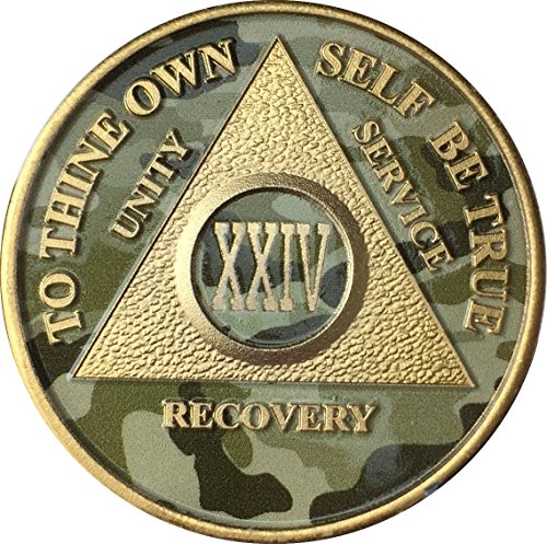 24 Year AA Medallion Camo Gold Plated Anniversary Chip Camouflage Color