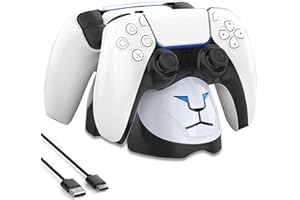 NINKI Dual PS5 Charger Dock Compatible PS5 DualSense Charging Station,Fast Dual Charger for PS5 Controller Charger,Wireless P
