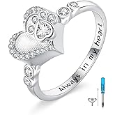 Grmdit Urn Ring for Ashes Sterling Silver Urn Ash Ring Keepsake Cremation Memorial Jewelry Gifts for Women