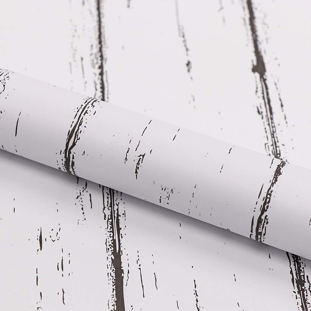 Contact Paper Self Adhesive White Wood 45cm x 3m Sticky Back Plastic