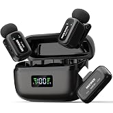 NEEWER KM19 Mini Mic, Microphone Compatible with iPhone Android, PC, Black | Wireless Lavalier Microphone, 3 Level Noise Cancellation, 48kHz/24bit, 30H Battery, 100m Range, App Control for Android Only