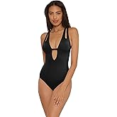 BECCA Color Prism - Women's One Piece Swimsuit, Cut-Out, Adjustable, Bathing Suits for Women, Banana, Large