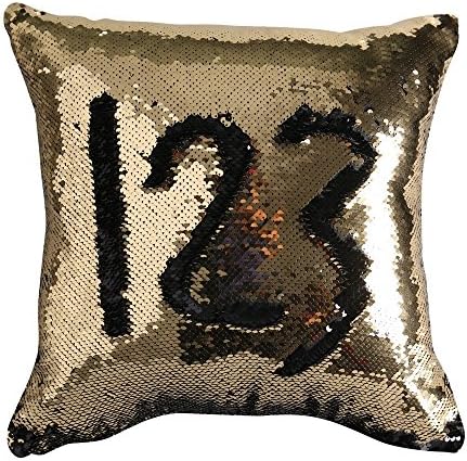 Mermaker Mermaid Pillow Sequins,16"x16" Two Tone Gliter Pillow Case Sofa Car Decorative Cushion Covers.black-gold