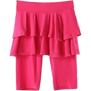 Girls Knee-Length Skirted Leggings Summer Stretchy Athletic Long Pants Toddler Kids Breathable Casual Ballet Dance Skort Pant