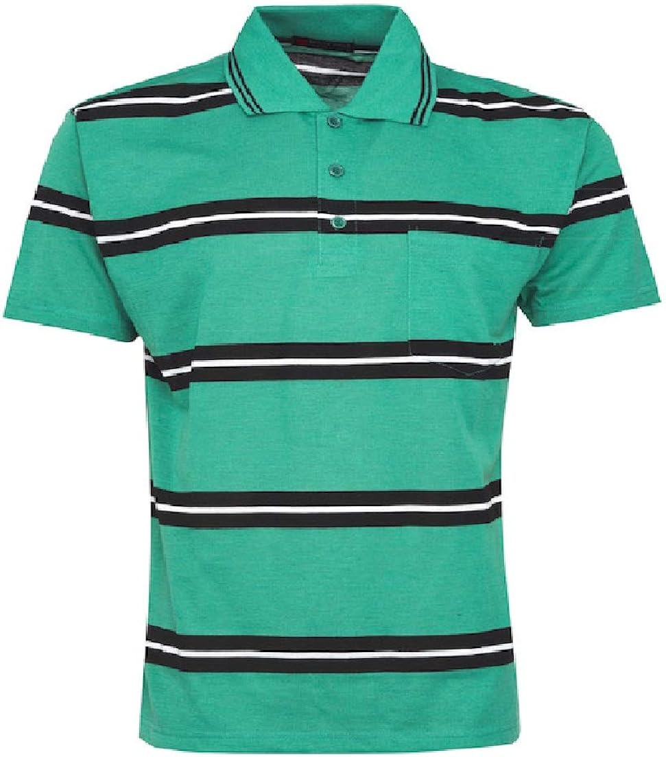 Activewear Striped TShirt for Men Short Sleeve Contrast Collar with