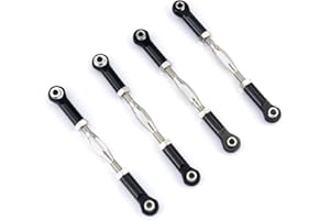 Hosim Aluminum RC Turnbuckles - 83-97mm Adjustable Front Rear Servo Link Steering Linkage Rod Ends for 1/10 Traxxas Slash 4x4 RC Cars Replacement Upgrades Hop-up Parts Black (Pack of 4)