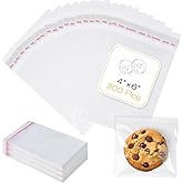 300 Pcs Cookie Bags with Seal, 4x6 Inches Self Sealing Cellophane Bags, Clear Cookie Bag Resealable Treat Bags for Packaging Cookies, Candy, Gifts, Favors, 3 Mils Individual Self Adhesive Wrappers