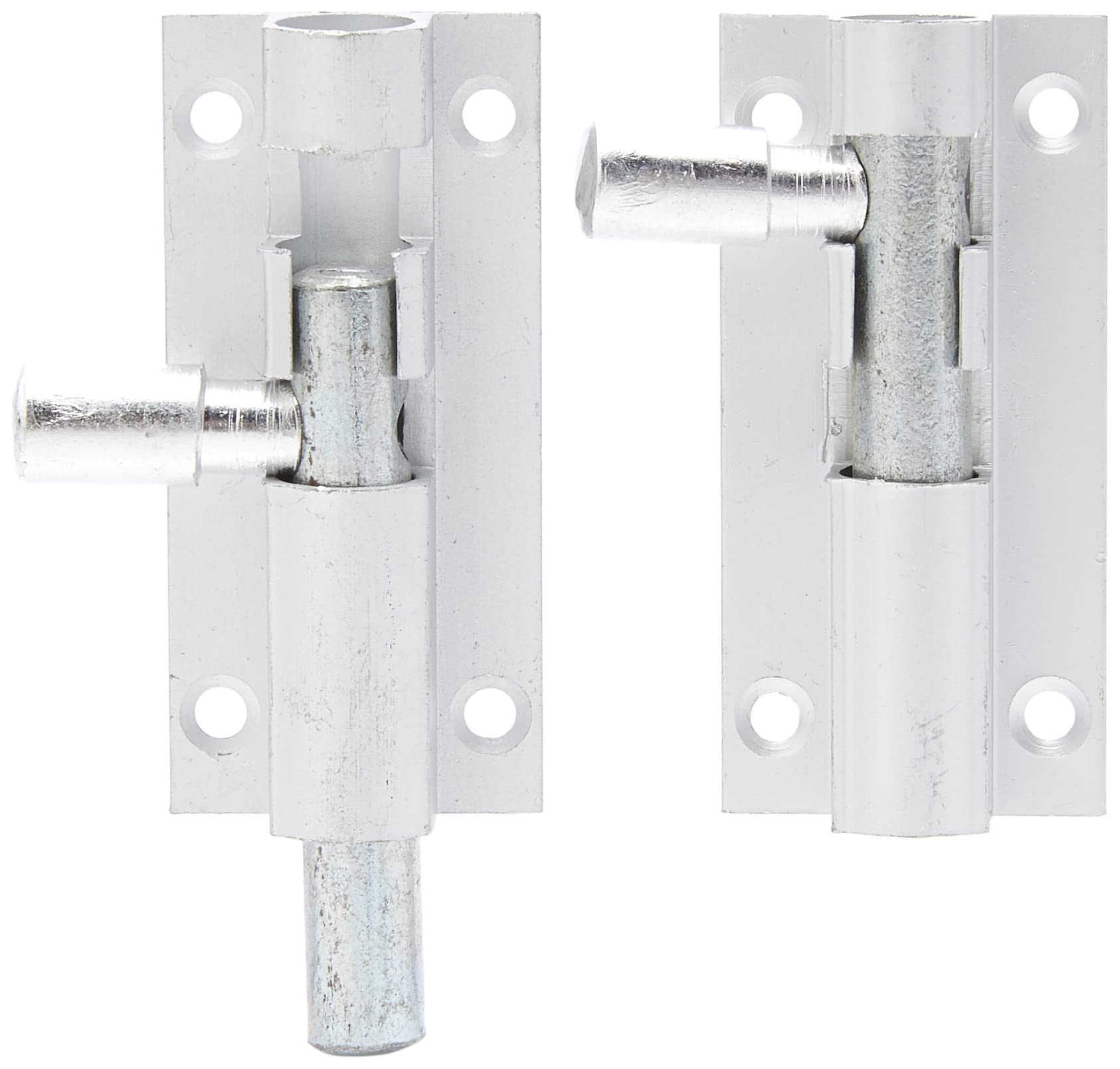 Merriway BH00754 (5 Pcs) Straight Surface Slide Door Bolt, 50 mm (2 inch) Aluminium - Pack of 5 Pieces, Grey