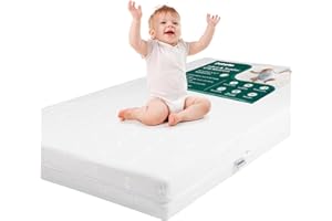 BABELIO Breathable Crib Mattress, Dual-Sided, Memory Foam, Waterproof, Removable and Machine-Washable Cover, for Toddler and 