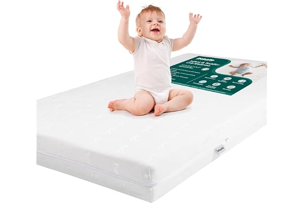 Babelio Breathable Crib Mattress, Dual-Sided, Memory Foam, Waterproof, Removable and Machine-Washable Cover, for Toddler and