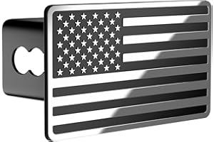 TOEASYTY Chrome Line American Flag Metal Trailer Hitch Cover for 2" inch Receivers, Tow Hitch Cover for Trucks Cars SUV (Chrome Line)