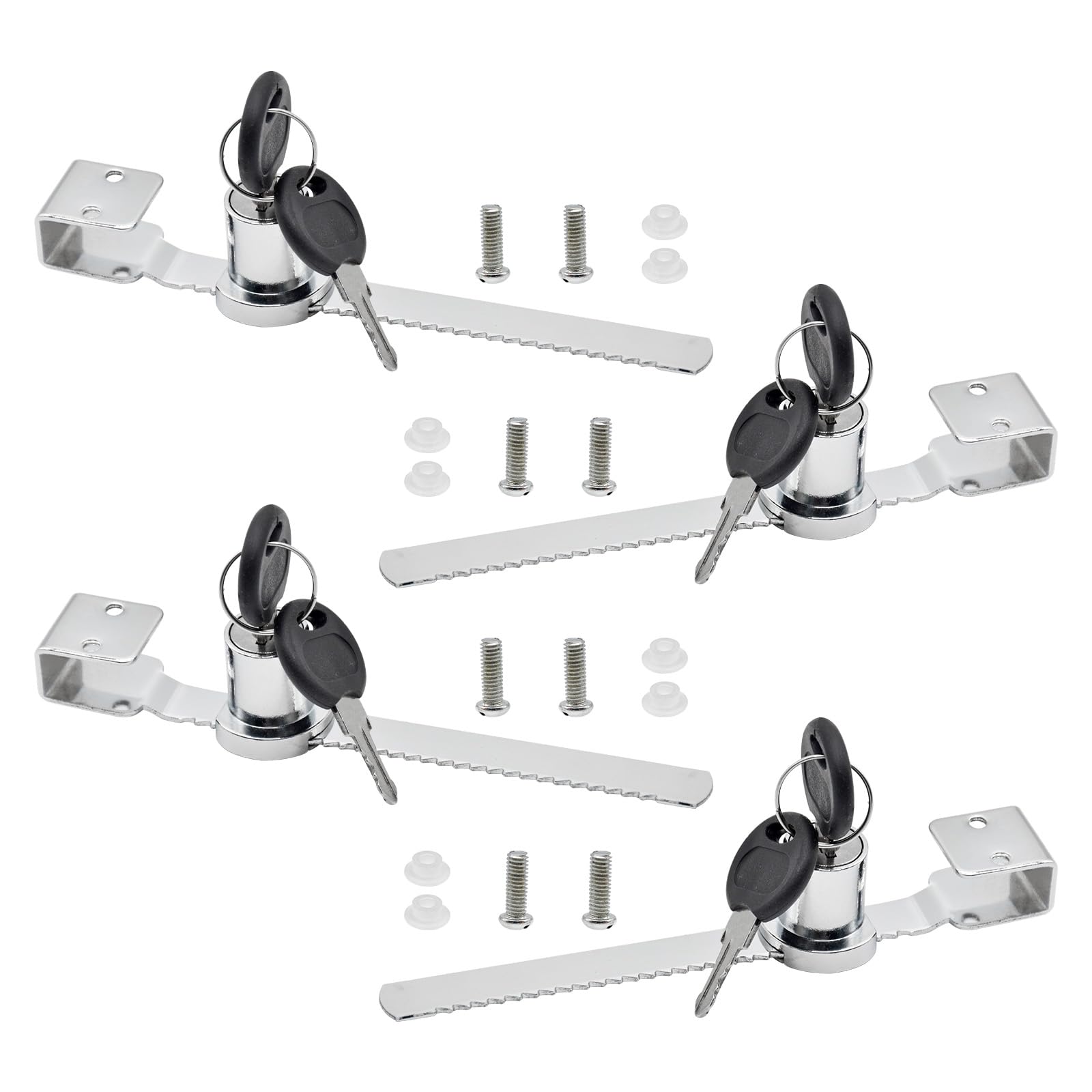 Bailinks Homeguard Sliding Door Showcase Lock, No-Drill Glass Cabinet Lock with Key for Terrariums and Displays - Secure Ratchet Mechanism (4)