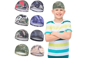 KABAKE 8Pcs Kids Helmet Liner Skull Cap Unisex Baby Beanie Cap Football Sports Wicking Cap Running Hat