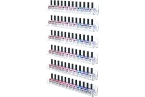 FEMELI Nail Polish Wall Rack: 6 Shelves 15 Inch Clear Acrylic Nail Polish Organizer for 66-90 Bottles Multi-Purpose Acrylic Floating Shelves (15 Inch, Clear)