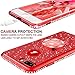 OCYCLONE Cute Glitter Case with Ring Compatible with iPhone 8 Plus 7 Plus for Women Girl, Red