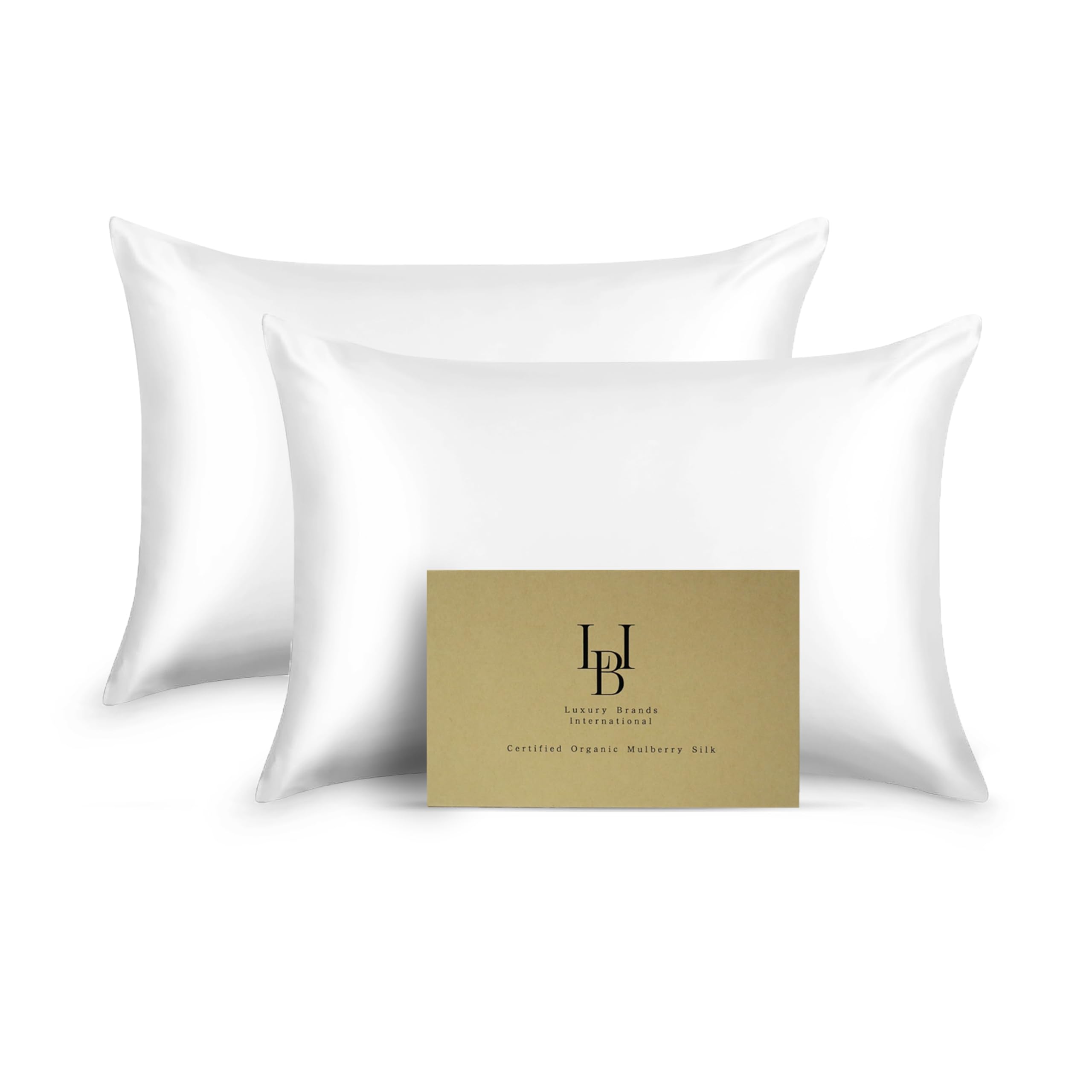 Photo 1 of **FACTORY SEALED** Silk Pillow Cases Certified Organic 100% Pure Mulberry Silk Pillowcase Grade 6A 25 Momme Pillowcase (Ivory, Queen, Pack of 2)