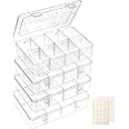 QUEFE 4 Pack 8 Grids Bead Organizers and Storage Tackle Box Organizer Plastic Organizer Box with Removable Dividers or Candies Snacks Electronics Jewelry Small Parts